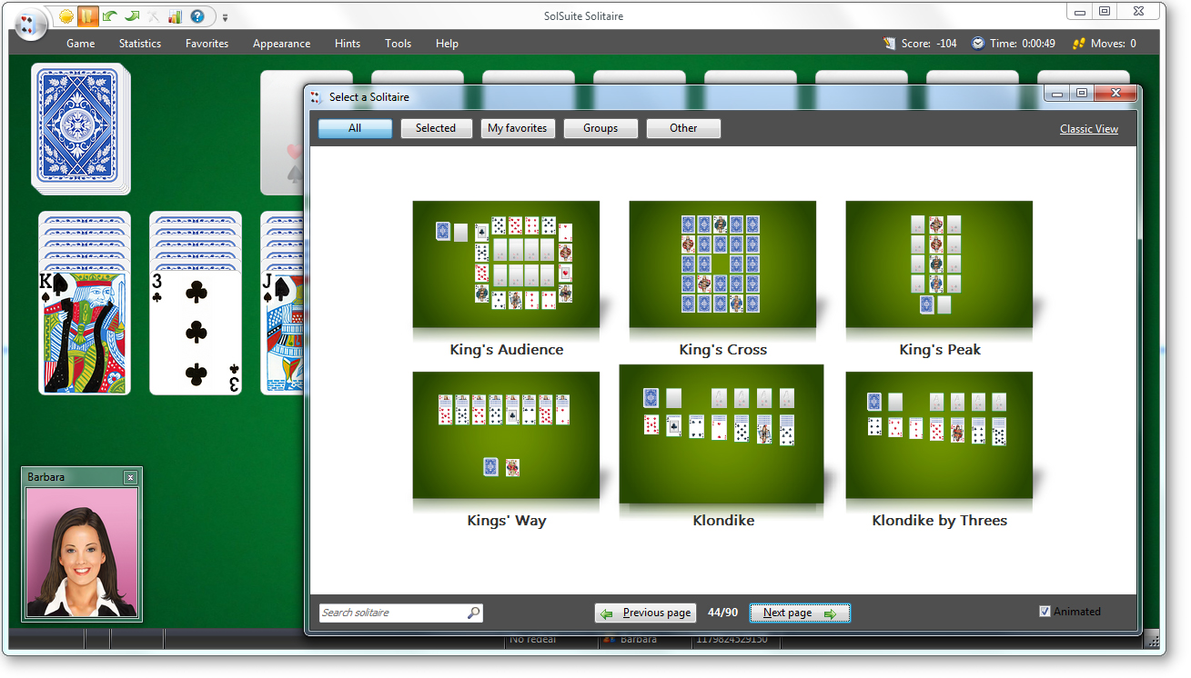 SolSuite Solitaire's - Select a Solitaire Screenshot