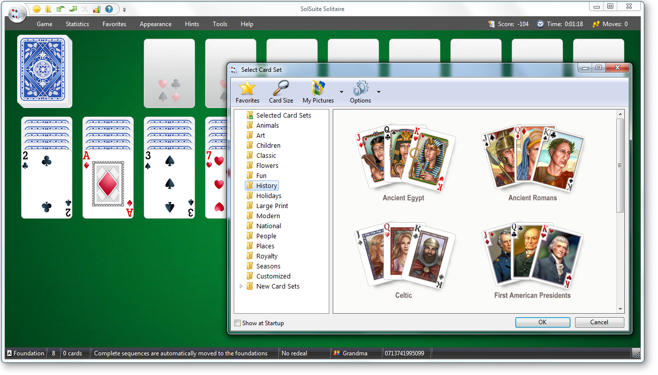 SolSuite Solitaire's - Select Card Set Screenshot
